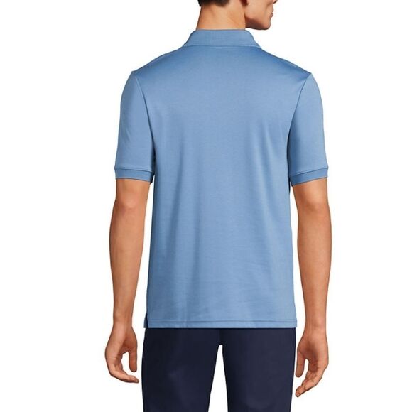 Lands'End L TraditionalFit 100%Cotton MadeinPeru Shrtslvs AquaBlueMen'sPoloShirt - Picture 3 of 8